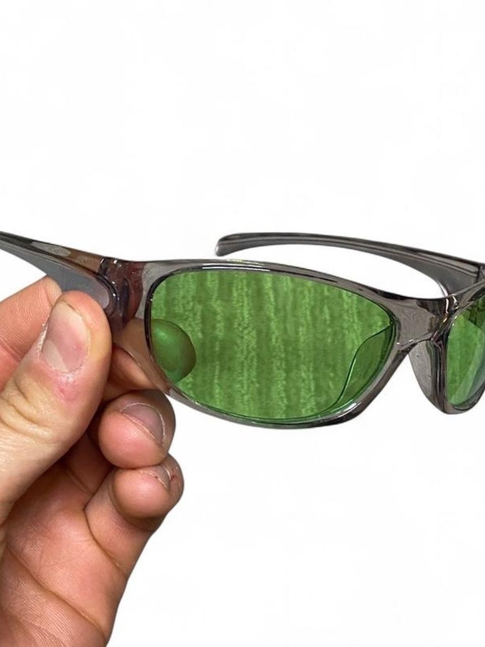 Streetwear grey and green gorpcore sunglasses
